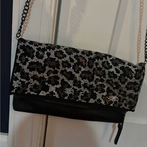 Aldo NWOT Black and Silver animal print  Women's clutch